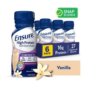 High Protein Nutrition Shake, Vanilla, Ready To Drink, 8 fl oz, 6 Pack - Picture 1 of 6