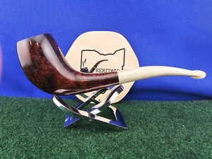 Handmade Worobiec Smooth Finish Horn Cream Acrylic Stem Premium Briar Pipe - Picture 1 of 12