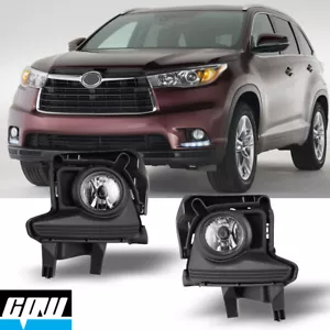 Pair Fog Lights for 2014 2015 2016 Toyota Highlander Bumper Lamp w/Wiring Switch - Picture 1 of 12