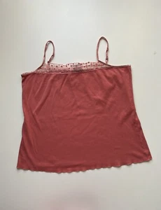 Agenda Vintage Peach Mesh Sequin Embroidered Neck Strappy y2k 00s Cami Top 18UK - Picture 1 of 8