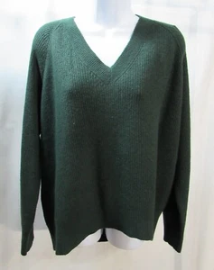 Vecchio maglione navy taglia XL verde scollo a V bozzolo donna nuovo - Foto 1 di 6
