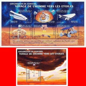 MADAGASCAR 2000 VIAJE AL ESPACIO/MARTE CONQUISTA S/S + M/S MNH ** ASTRONOMÍA - Imagen 1 de 1