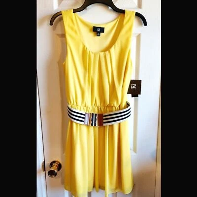 IZ Byer Belted Yellow Dress - Image 1 of 4