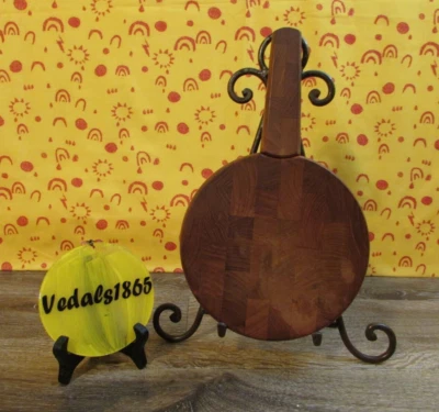 Tabla de cortar queso redonda DANSK vintage de teca de 7" cuchillo oculto marca antigua Dinamarca Foto 1 de 4