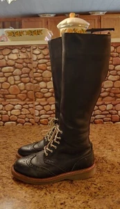 Dr. Martens schwarze LEDERSTIEFEL GRÖSSE 5 SELTEN Vintage kniehoch Reißverschluss Steam Punk Brogue - Bild 1 von 12