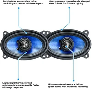 Hifonics 4 X 6 Car speakers Alpha Series 2-Way Coaxial 250 Watts 6x4 - Picture 1 of 6