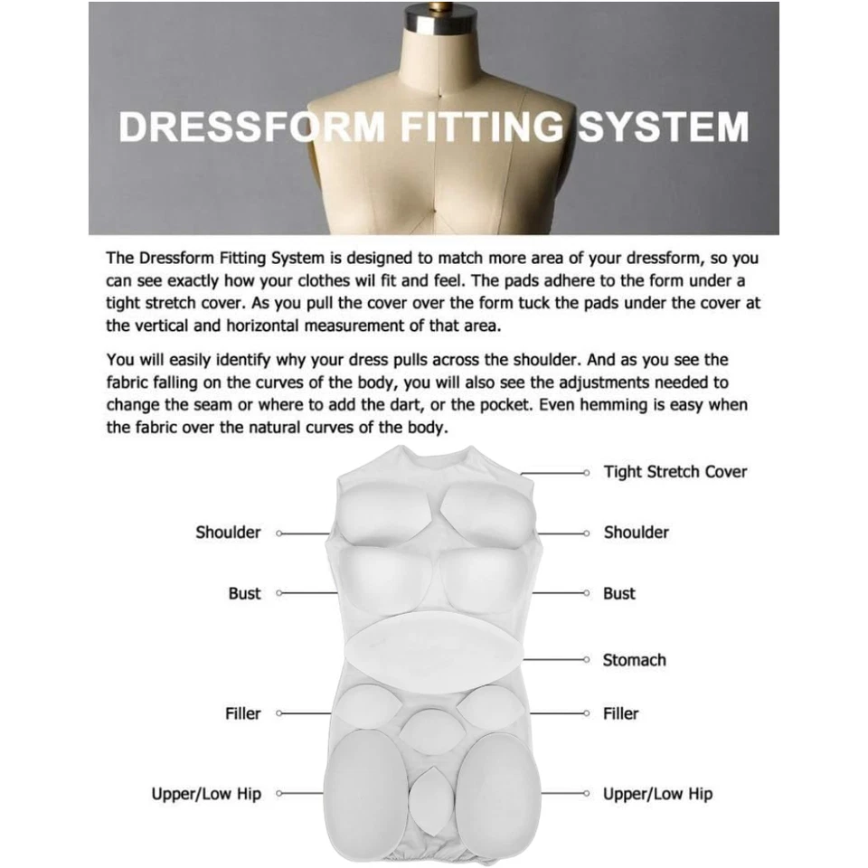 Female Dress Form Padding System for Professional Dress Forms (12 Piece Kit) - Image 1 of 4