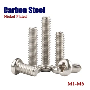 Phillips Pan Head Machine Screws Nickel Plated Round Head Bolts M1/1.2/1.4...-M6 - Picture 1 of 101