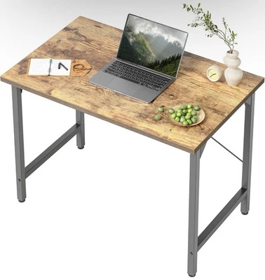 32” Home Office Computer Desk Small Writing Table Sturdy Study Desk Brown - Image 1 of 4