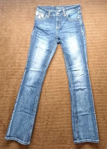 Grace in LA Jeans Damen Größe 28 Easy Fit Denim bestickt Glitzer mittlere Waschung - Bild 1 von 23