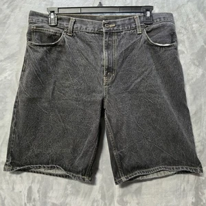 Vintage Faded Glory 5 Pocket Shorts Mens 38 Black Jean Denim Skater Baggy Y2K - Picture 1 of 8
