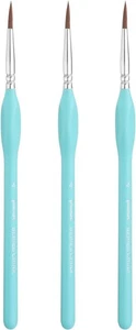 3pcs Detail Paint Brushes 8mm Nylon Miniature Painting Brush (0#) Blue - Picture 1 of 6