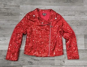 Girls 7-8 Red Sequin Moto Jacket Blazer Jojo Siwa JoJo's Closet Sparkle - Picture 1 of 10