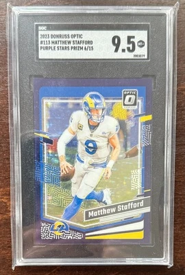 2023 Donruss Optic Matthew Stafford Purple Stars Prizm  6/15    SGC 9.5 - Image 1 of 2