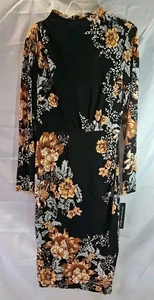 clover and sloane Women's  Midi Dress Long Sleeve Color Black/Maple Size 2  - Picture 1 of 8