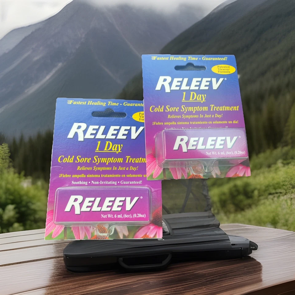 Tratamiento del herpes labial Releev 0,2 fl oz alivio calmante del dolor para ampollas❗️LOTE DE 2 Foto 1 de 2