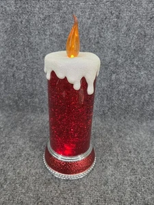 "Lámpara vela globo agua brillo remolino rojo 10"" eléctrica de colección Navidad FUNCIONA" - Imagen 1 de 5