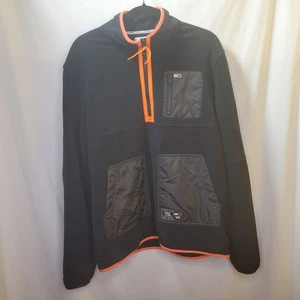 VTG Y2K Tommy Jeans 1/2 Zip Pullover Block Color Black Fleece - Picture 1 of 15