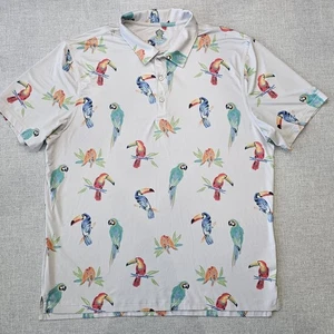 Camisa Polo Chubbies Para Hombres XL Loro Tucán Guacamayo Pájaro Manga Corta Blanca - Imagen 1 de 8