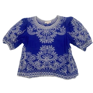 Haut femme Solitaire taille M bleu brodé bohème rayonne - Photo 1/12