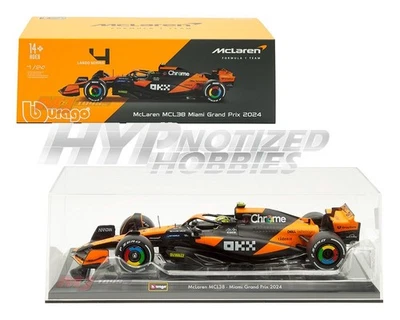 BBURAGO 1:24 MCLAREN FORMULA 1 TEAM MCL38 MIAMI GRAND PRIX 2024 #4 18-28033 - Image 1 of 4