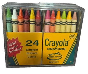 Crayones Crayola Vintage Nº 24p en Caja Original + Estuche Binney & Smith “.49¢” NUEVO - Imagen 1 de 9