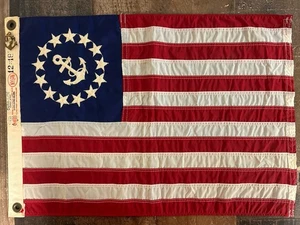 Vintage Bulldog 13 Stars Anchor Flag Yacht Club Ensign 12” X 18” American USA - Picture 1 of 19