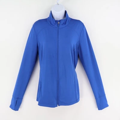 Chaqueta Danskin Now Active para mujer talla L azul mezcla de poliéster bolsillos para los pulgares Foto 1 de 4