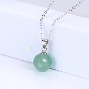 Collana Nefrite Giada Ciondolo Perline Verde Naturale Gioielli Energia Argento 925 - Foto 1 di 4