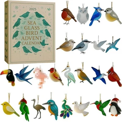 [2D]Sea Glass Bird Advent Calendar 2025, Exquisite Bird-Themed 24 Days Calendars