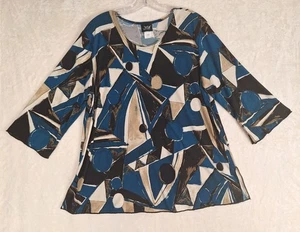 Jostar Women's XL Tunic Blouse Geometric Stretch Wearable Art USA Artsy Top - Picture 1 of 11