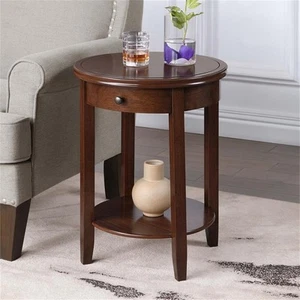 Pemberly Row One-Drawer End Table with Shelf in Espresso Wood - Picture 1 of 6