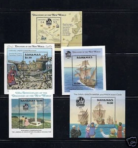 BAHAMAS 1988-92 5 diff DISCOVERY of AMERICA sheets MNH - Picture 1 of 1