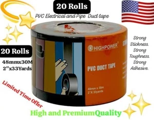 20 Rolls 2" X 30M Premium PVC Electrical Pipe Insulation Duct Tape Vinyl SUV 3M - Picture 1 of 8