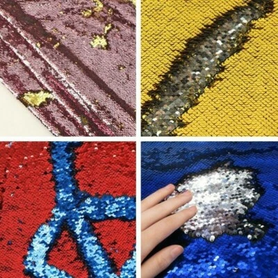 Reversible Fabric Sequin Flip Shiny Two Tone Mermaid Craft Material Cloth Decor - Image 1 of 4