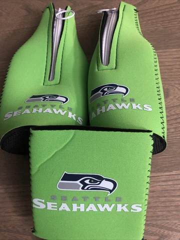 SEATTLE SEAHAWKS BOTTLE HOLDER COOZIE KOOZIE COOLERS WITH ZIPPER And Can Holder Cover