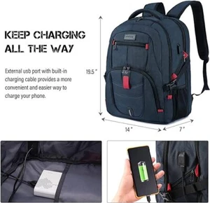 Große Wasserdicht Reise  Laptop Rucksack mit Schloss und 17 Zoll mit USB - Bild 1 von 6