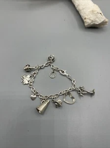Beautiful Sterling Silver Charm Bracelet With 9 Different Charms #318 - Picture 1 of 19