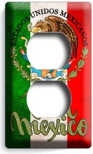 RUSTIC MEXICAN FLAG EAGLE COAT OF ARMS VIVA MEXICO OUTLET WALL PLATES ROOM DECOR - Picture 1 of 1