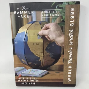 Globo 3D World Traveler de Hammer & Axe con lámina de oro rasguño NUEVO - Imagen 1 de 4