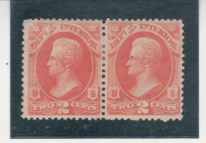 US Scott #O16 Mint Hinged Pair VF+ Official Dept of the Interior Cat $140. w/fla - Picture 1 of 2