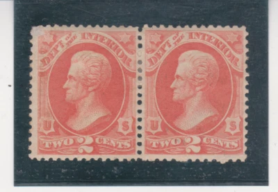 US Scott #O16 Mint Hinged Pair VF+ Official Dept of the Interior Cat $140. w/fla - Image 1 of 2