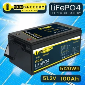 48V 100ah LiFePO4 LITHIUM SUN BATTERY OFF GRID SOLAR BANK 51.2 Volt 100Amp Hour - Picture 1 of 5