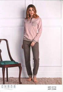 PIGIAMA CALIBRATO DONNA SERAFINO JACQUARD TASCHINO POLSINI OHANA ART. 21858 - Imagen 1 de 6