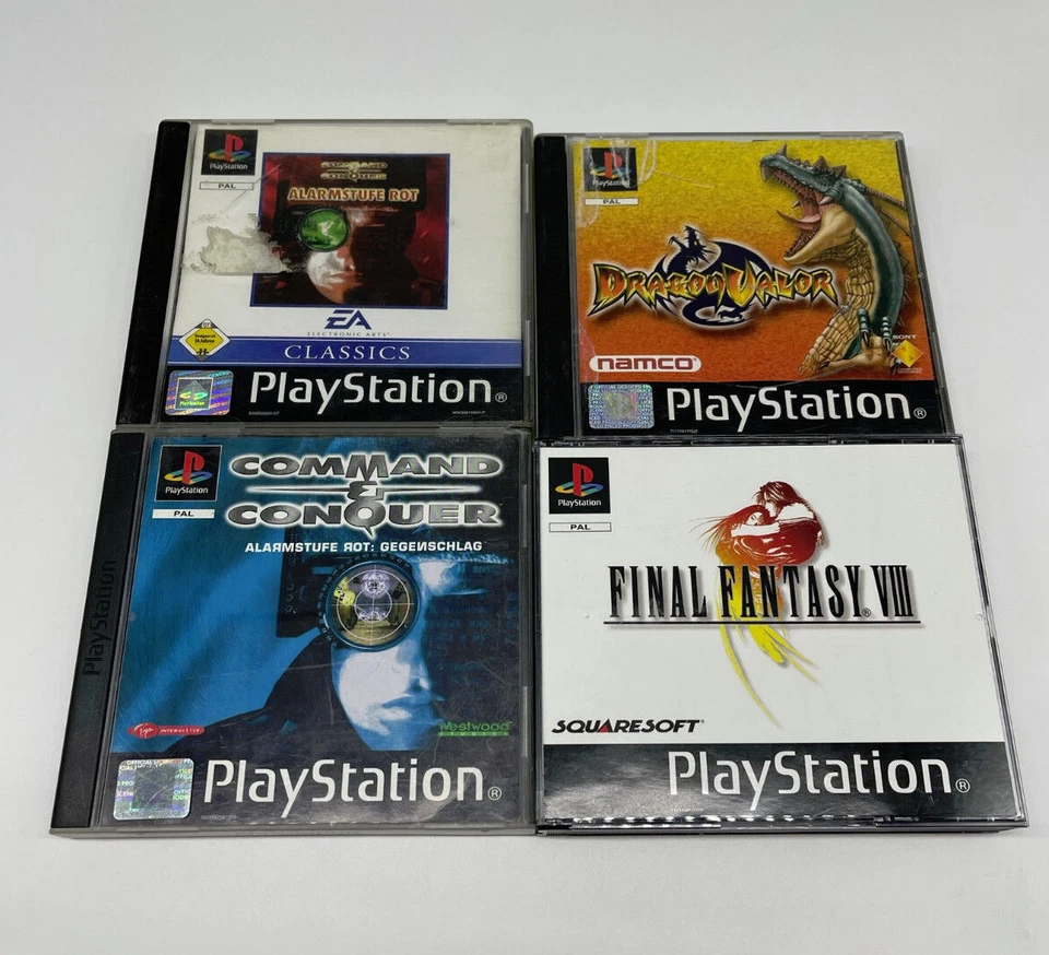 4 PlayStation 1 Games PSX Video Spiele PS1 FF VIII Dragon Valor etc unvollständi - Bild 1 von 4
