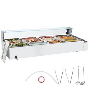 Commercial Food Warmer 12*5Qt Buffet Pan Bain Marie w/ Glass Shield 3200W - Picture 1 of 11
