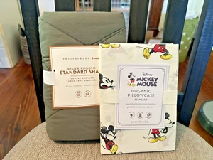 Pottery Barn Disney Mickey Mouse PILLOWCASE SHAM holiday Peanut SET 2 z - Picture 1 of 10