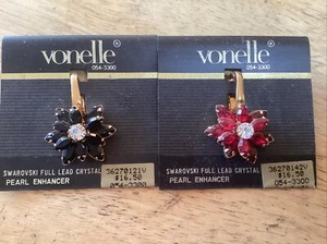 2 Vonelle Swarovski Pendant Necklace - Dark Blue or Black & Red - Picture 1 of 8