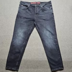 Pantalones de mezclilla Hugo Boss 634 para hombre talla 36/32 azul lavado oscuro bigote lavado logotipo - Imagen 1 de 9