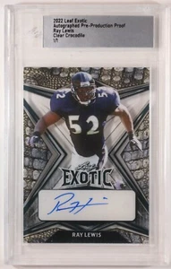 2022 LEAF EXOTIC RAY LEWIS PRE PROD PROOF CLEAR CROCODILE AUTO # 1/1 RAVENS - Picture 1 of 2
